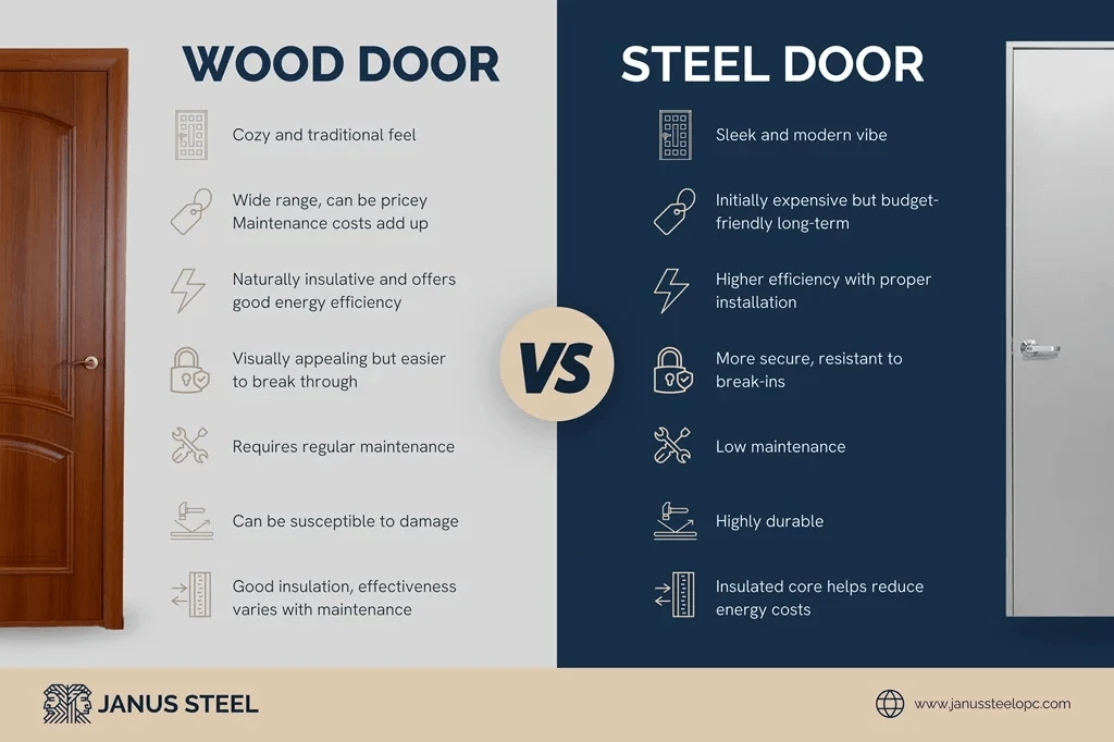 Comparing Steel Doors and Wood Doors Infographic