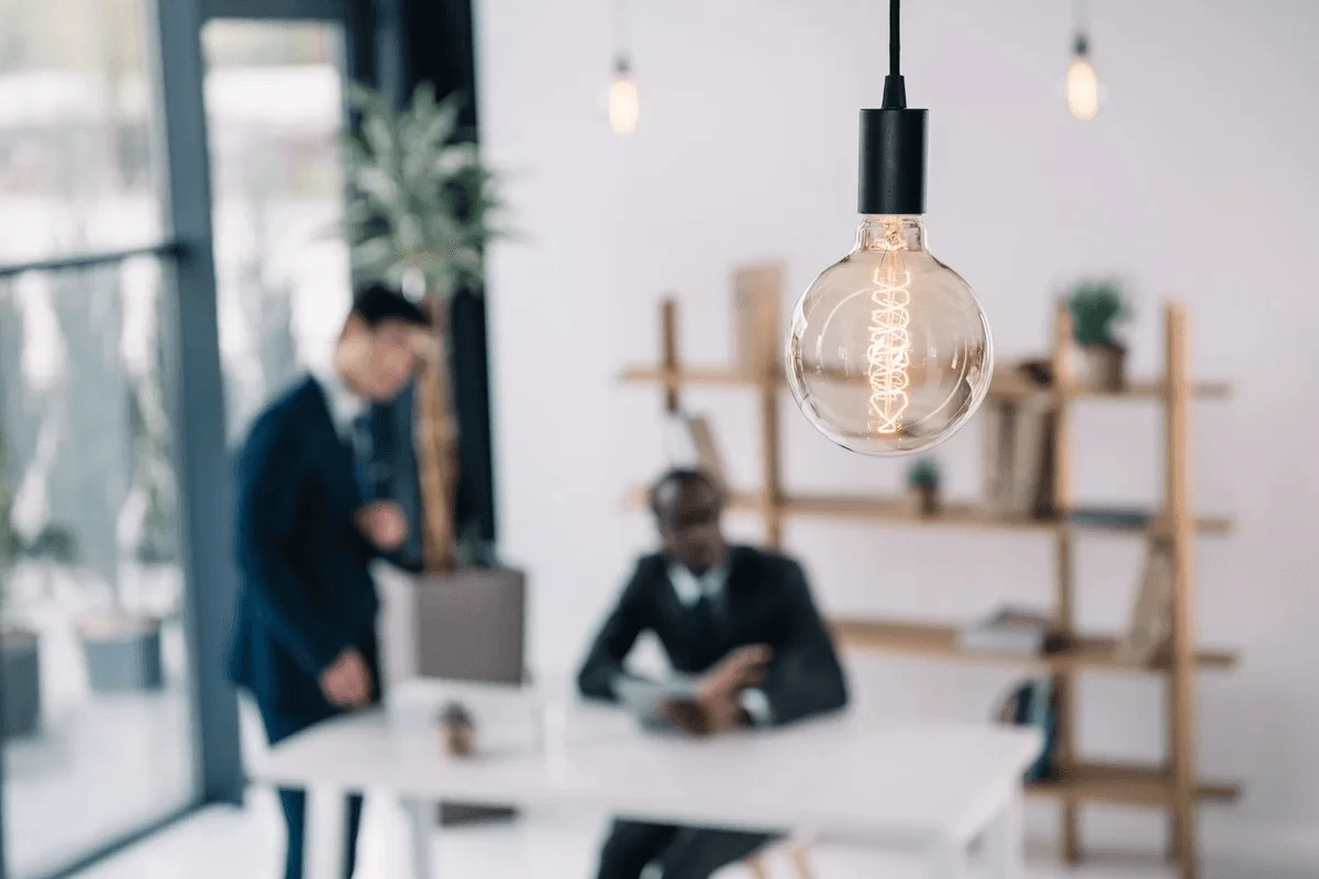 vintage light used in an office setting