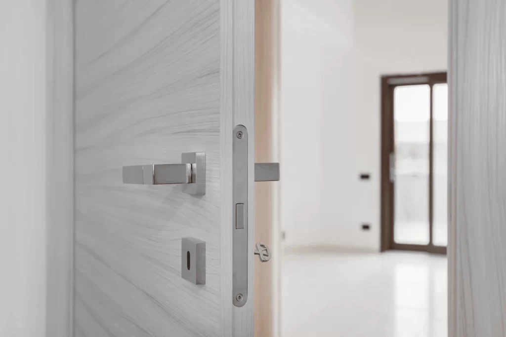 close up of a steel door featuring its parts