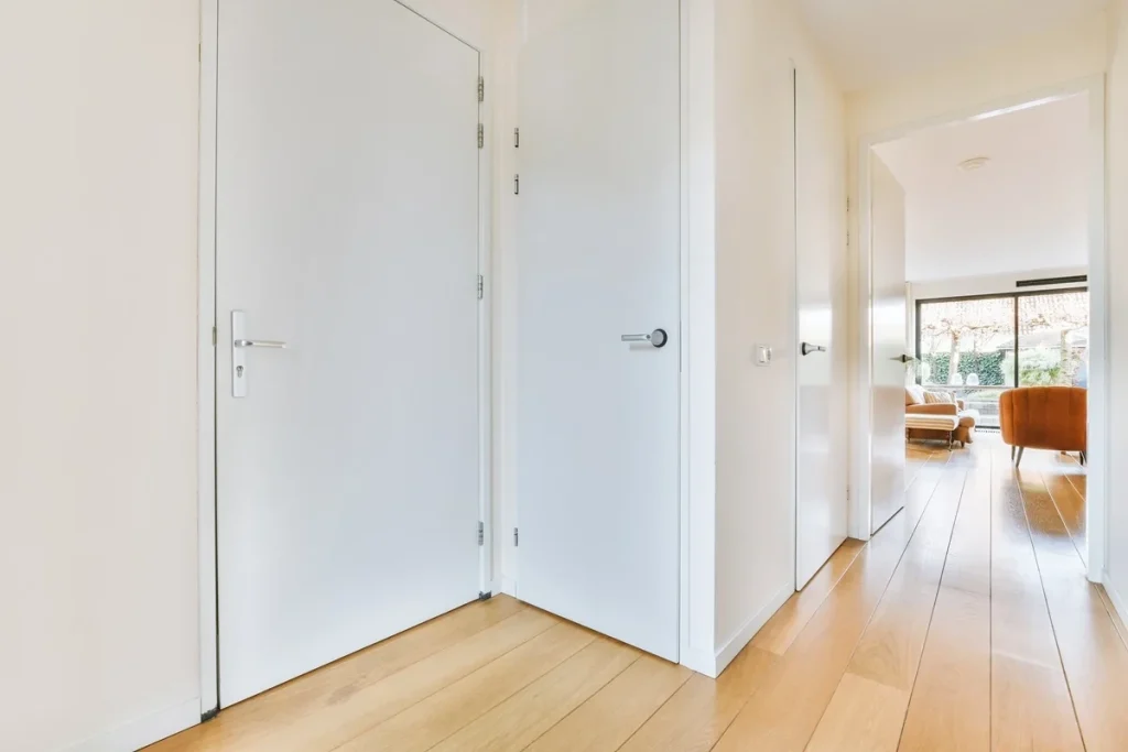 contemporary residential space with flush doors