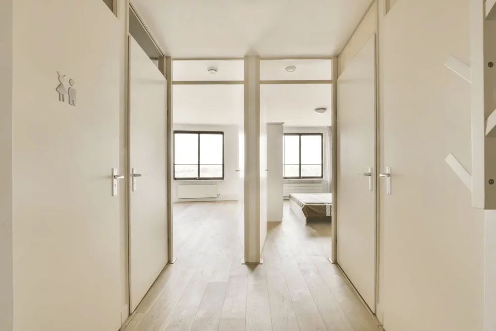 white flush doors of a residential space