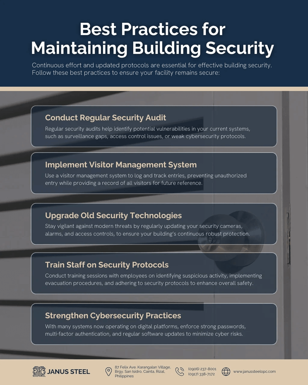 Best practices for maintaining building security infographic