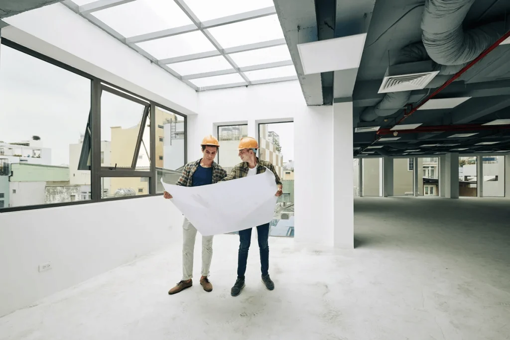 engineers discussing their commercial property remodeling project