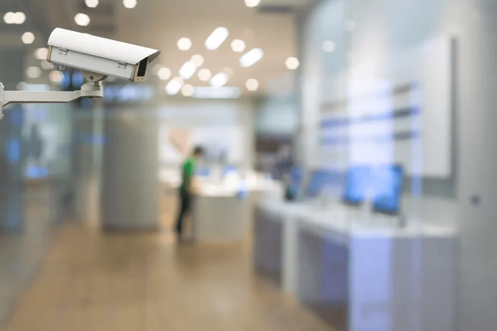 security camera monitoring an office space