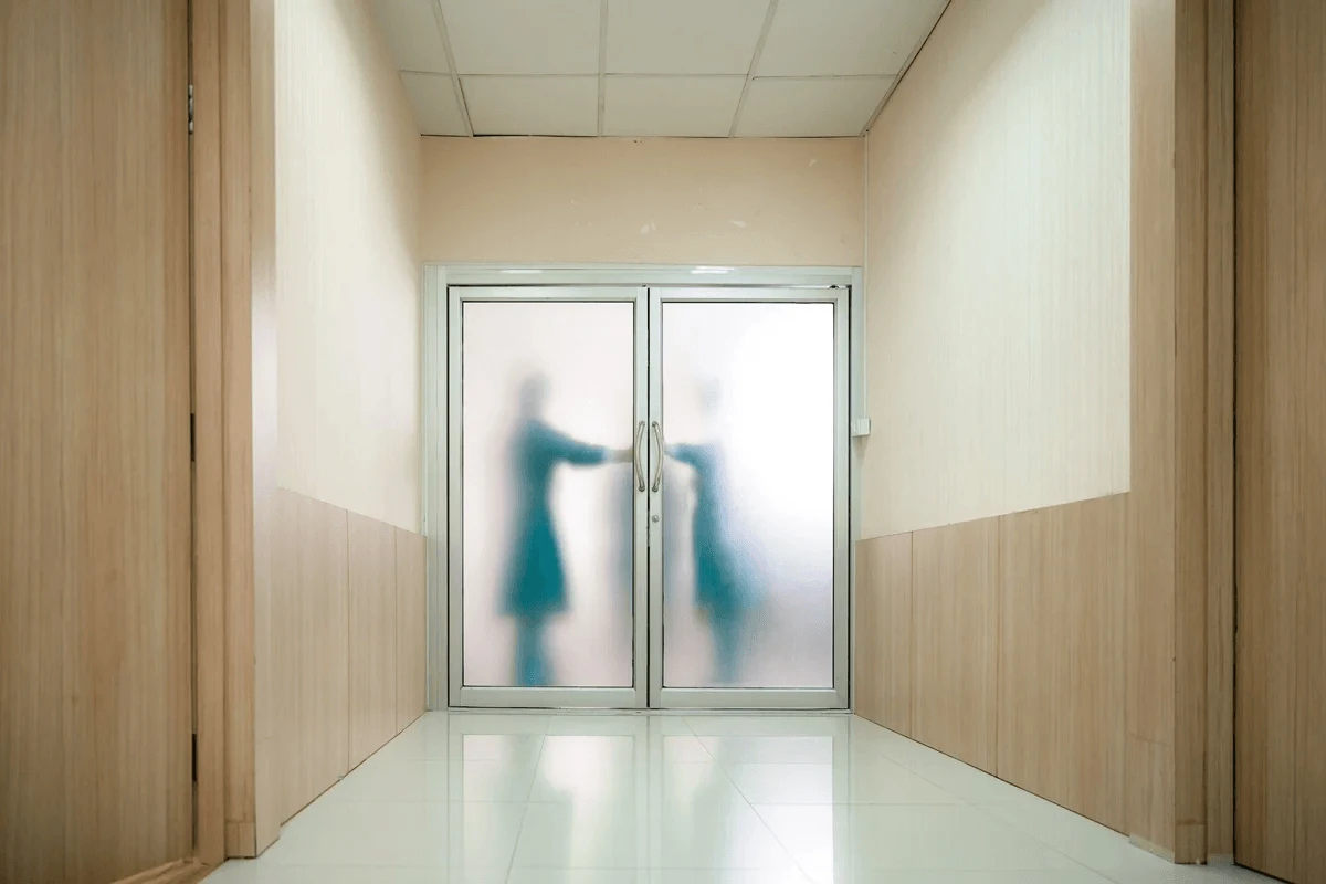 double-leaf door of a hospital