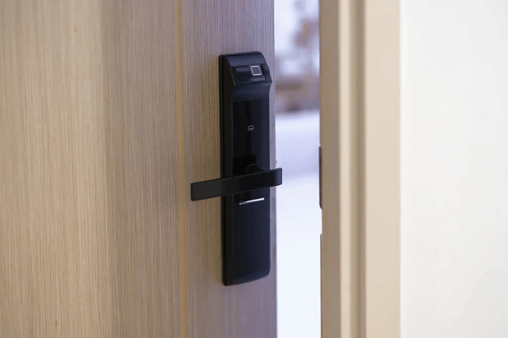 opened door with a smart door